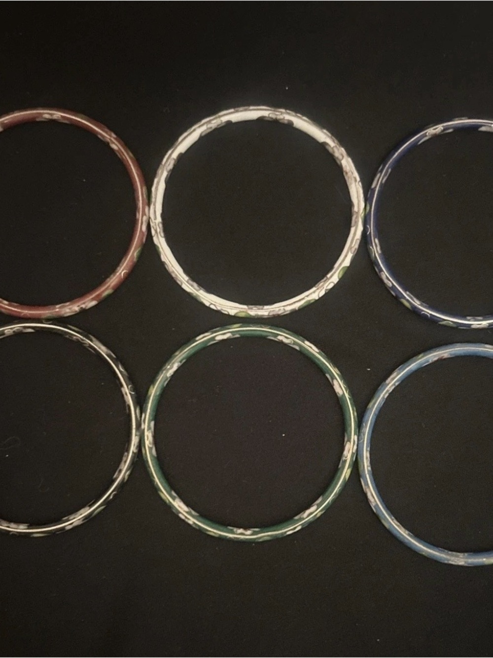 6 Small vintage Cloisonne Bangle Bracelets - Picture 3 of 7